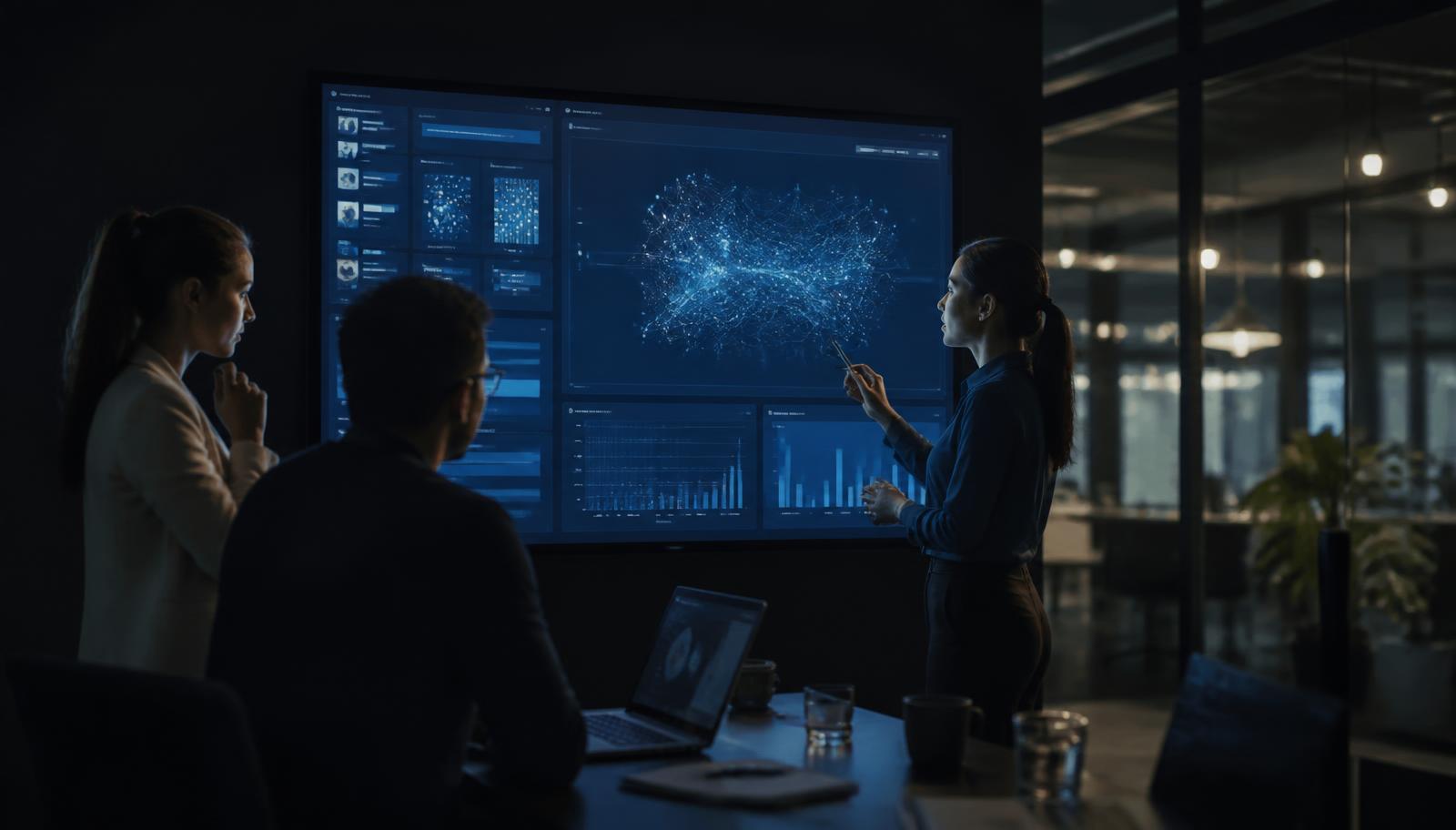 Personas trabajando con información y tecnología